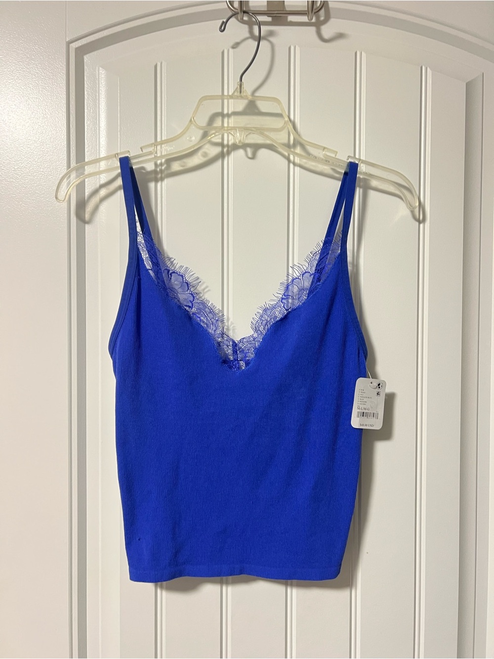 Intimately Free People Blue Lace Trim Cami Tank NWT M/L